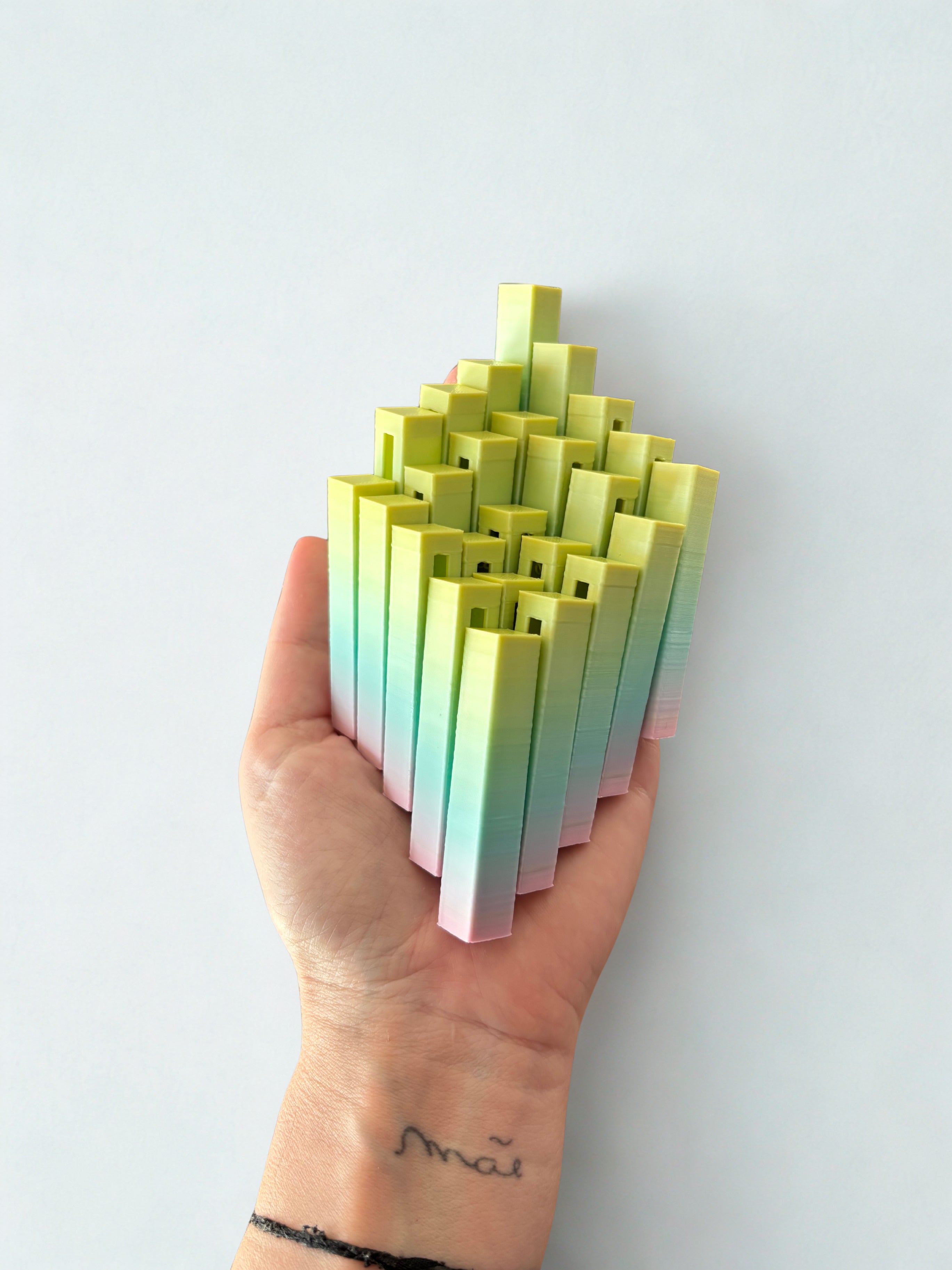Cubo Pixel Articulado - Rainbow (tons verdes)