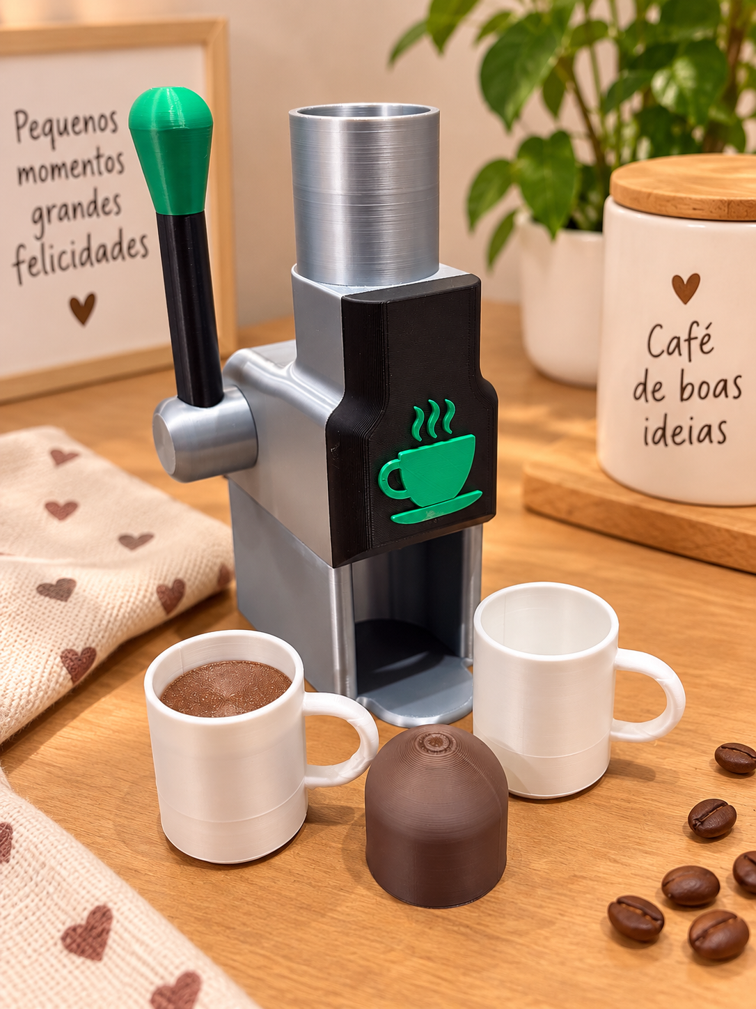 Máquina de Café de Cápsula - Prata e Verde - Lemon 67