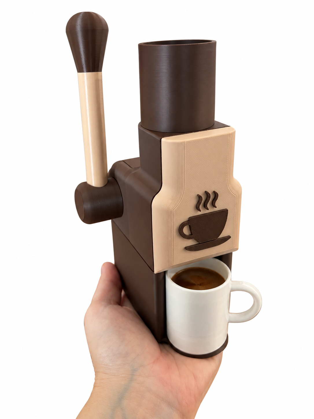 Máquina de Café de Cápsula - Marrom com Tubo Marrom
