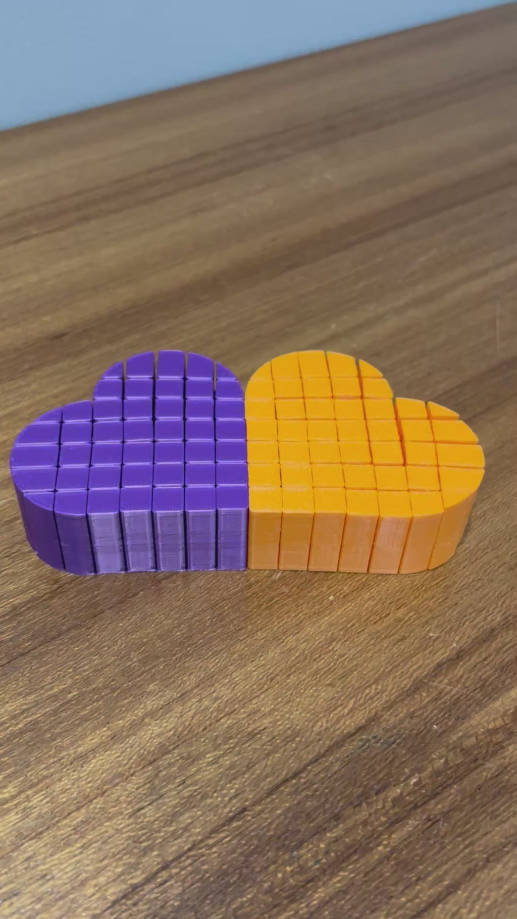 Kit Corações Articulados Pixel - Roxo e Laranja